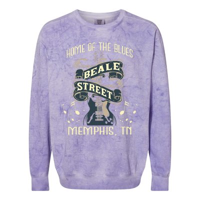 Home Of The Blues Beale Street Memphis Musician Guitarist Colorblast Crewneck Sweatshirt