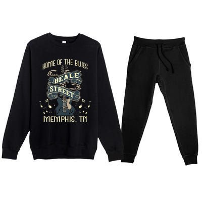 Home Of The Blues Beale Street Memphis Musician Guitarist Premium Crewneck Sweatsuit Set