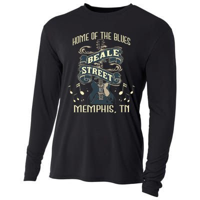 Home Of The Blues Beale Street Memphis Musician Guitarist Cooling Performance Long Sleeve Crew