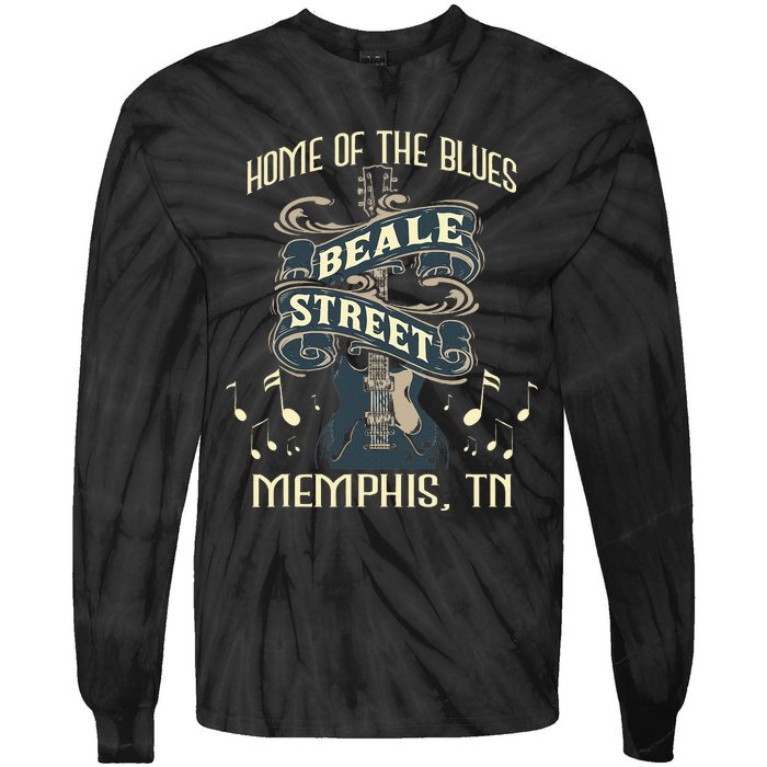 Home Of The Blues Beale Street Memphis Musician Guitarist Tie-Dye Long Sleeve Shirt