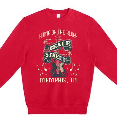 Home Of The Blues Beale Street Memphis Musician Guitarist Premium Crewneck Sweatshirt