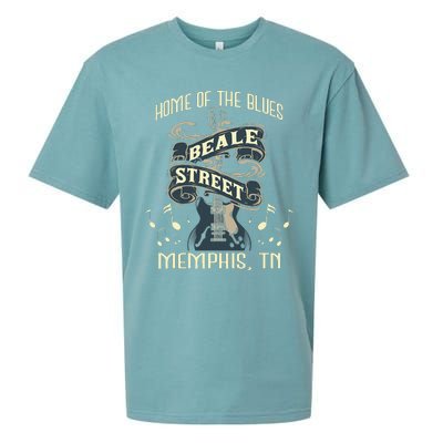 Home Of The Blues Beale Street Memphis Musician Guitarist Sueded Cloud Jersey T-Shirt