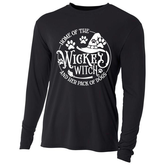 Home Of The Wicked Witch And Her Pack Of Dog Funny Halloween Cooling Performance Long Sleeve Crew