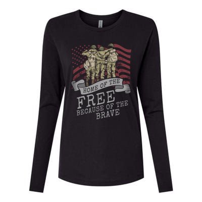 Home Of The Free Because Of The Brave Soldier Proud Veteran Gift Womens Cotton Relaxed Long Sleeve T-Shirt