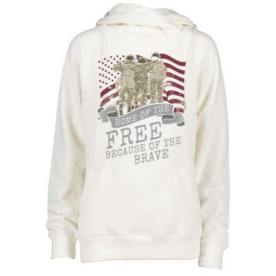 Home Of The Free Because Of The Brave Soldier Proud Veteran Gift Womens Funnel Neck Pullover Hood