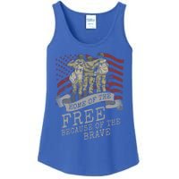 Home Of The Free Because Of The Brave Soldier Proud Veteran Gift Ladies Essential Tank