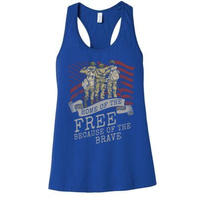 Home Of The Free Because Of The Brave Soldier Proud Veteran Gift Women's Racerback Tank