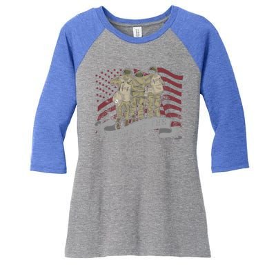 Home Of The Free Because Of The Brave Soldier Proud Veteran Gift Women's Tri-Blend 3/4-Sleeve Raglan Shirt