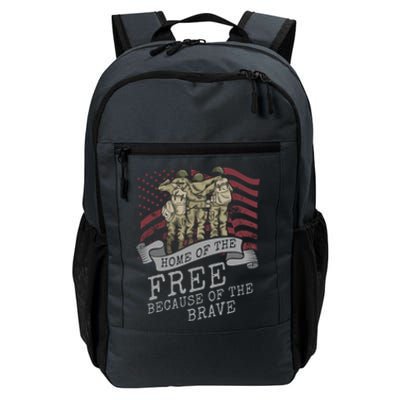 Home Of The Free Because Of The Brave Soldier Proud Veteran Gift Daily Commute Backpack