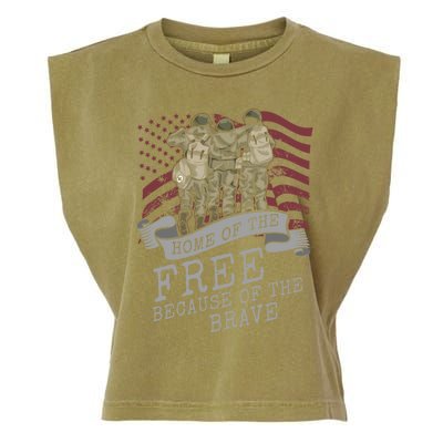 Home Of The Free Because Of The Brave Soldier Proud Veteran Gift Garment-Dyed Women's Muscle Tee