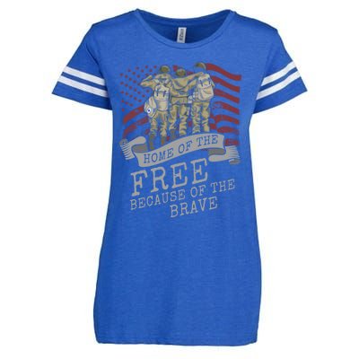 Home Of The Free Because Of The Brave Soldier Proud Veteran Gift Enza Ladies Jersey Football T-Shirt