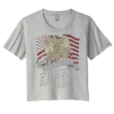 Home Of The Free Because Of The Brave Soldier Proud Veteran Gift Women's Crop Top Tee