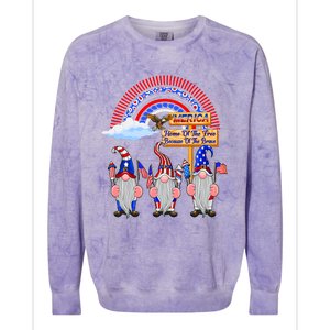 Home Of The Free Because Of The Brave Patriotic Gnome Gift Colorblast Crewneck Sweatshirt