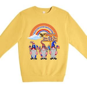 Home Of The Free Because Of The Brave Patriotic Gnome Gift Premium Crewneck Sweatshirt