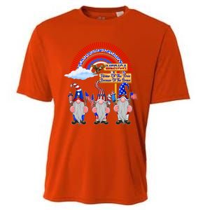 Home Of The Free Because Of The Brave Patriotic Gnome Gift Cooling Performance Crew T-Shirt