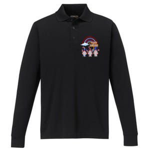 Home Of The Free Because Of The Brave Patriotic Gnome Gift Performance Long Sleeve Polo