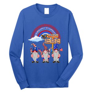 Home Of The Free Because Of The Brave Patriotic Gnome Gift Long Sleeve Shirt