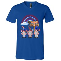 Home Of The Free Because Of The Brave Patriotic Gnome Gift V-Neck T-Shirt