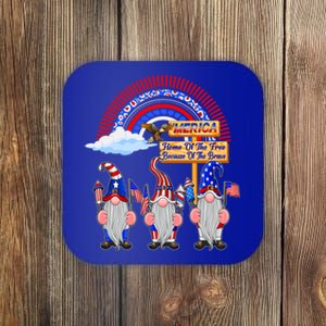 Home Of The Free Because Of The Brave Patriotic Gnome Gift Coaster