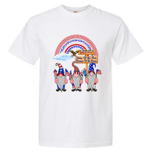 Home Of The Free Because Of The Brave Patriotic Gnome Gift Garment-Dyed Heavyweight T-Shirt