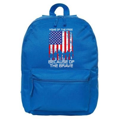 Home Of The Free Because Of The Brave Patriotic Veterans Gift 16 in Basic Backpack