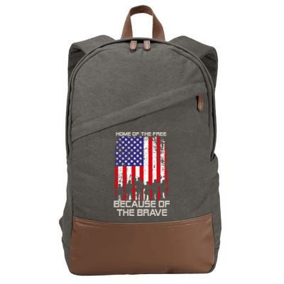 Home Of The Free Because Of The Brave Patriotic Veterans Gift Cotton Canvas Backpack