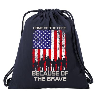 Home Of The Free Because Of The Brave Patriotic Veterans Gift Drawstring Bag