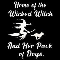 Home Of The Wicked Witch And Her Pack Of Dog Funny Halloween Sustainable Bucket Hat