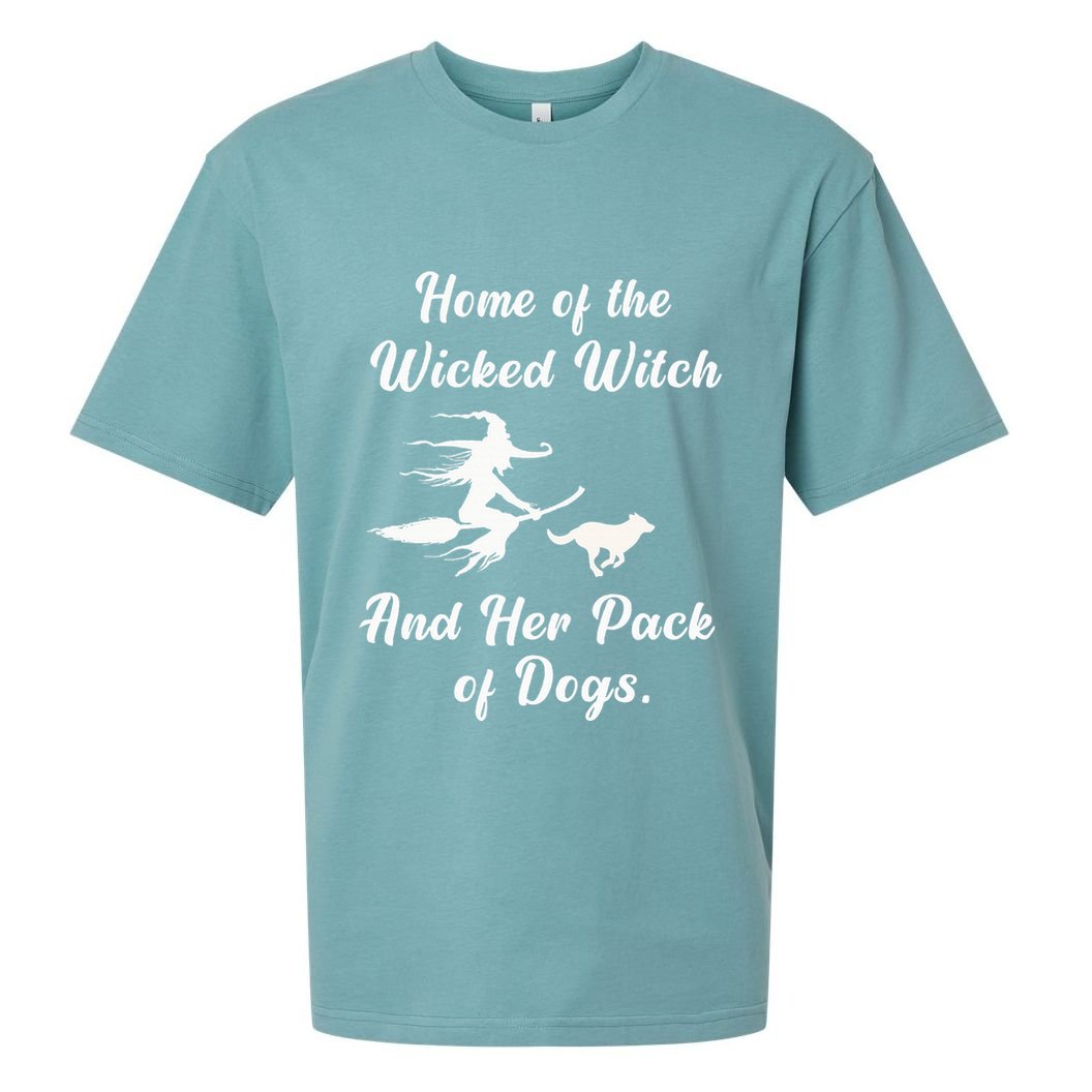 Home Of The Wicked Witch And Her Pack Of Dog Funny Halloween Sueded Cloud Jersey T-Shirt