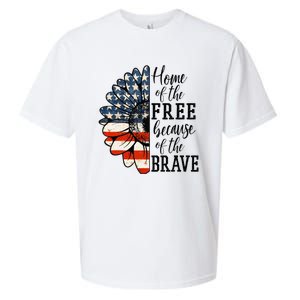 Home Of The Free Because Of The Brave Patriotic Flower Sueded Cloud Jersey T-Shirt