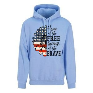 Home Of The Free Because Of The Brave Patriotic Flower Unisex Surf Hoodie