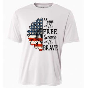 Home Of The Free Because Of The Brave Patriotic Flower Cooling Performance Crew T-Shirt