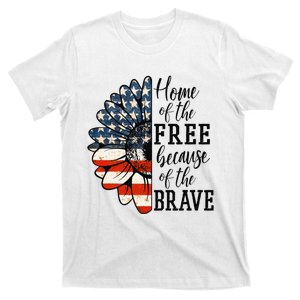 Home Of The Free Because Of The Brave Patriotic Flower T-Shirt