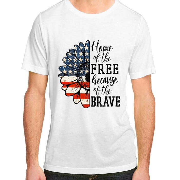 Home Of The Free Because Of The Brave Patriotic Flower Adult ChromaSoft Performance T-Shirt