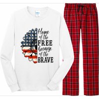 Home Of The Free Because Of The Brave Patriotic Flower Long Sleeve Pajama Set