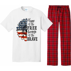 Home Of The Free Because Of The Brave Patriotic Flower Pajama Set