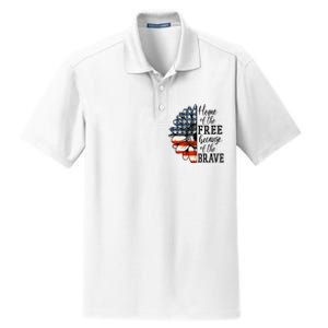 Home Of The Free Because Of The Brave Patriotic Flower Dry Zone Grid Polo