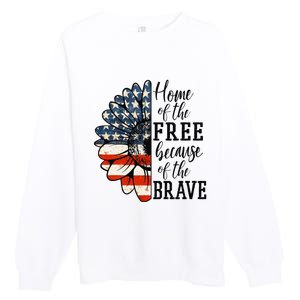 Home Of The Free Because Of The Brave Patriotic Flower Premium Crewneck Sweatshirt