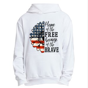 Home Of The Free Because Of The Brave Patriotic Flower Urban Pullover Hoodie