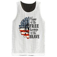 Home Of The Free Because Of The Brave Patriotic Flower Mesh Reversible Basketball Jersey Tank