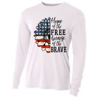 Home Of The Free Because Of The Brave Patriotic Flower Cooling Performance Long Sleeve Crew