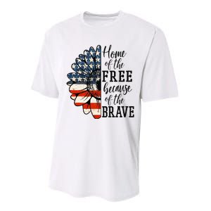 Home Of The Free Because Of The Brave Patriotic Flower Performance Sprint T-Shirt