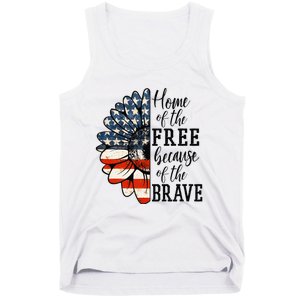 Home Of The Free Because Of The Brave Patriotic Flower Tank Top