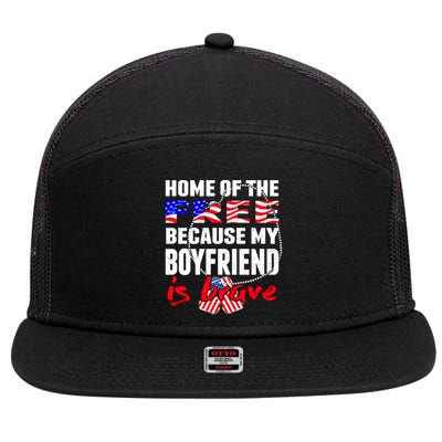 Home Of The Free My Friend Is Brave Proud Army Friend Cute Gift 7 Panel Mesh Trucker Snapback Hat