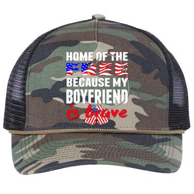 Home Of The Free My Friend Is Brave Proud Army Friend Cute Gift Retro Rope Trucker Hat Cap