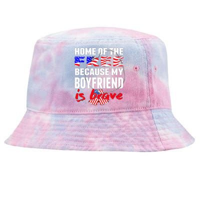 Home Of The Free My Friend Is Brave Proud Army Friend Cute Gift Tie-Dyed Bucket Hat