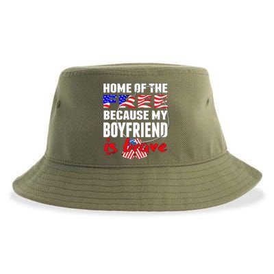 Home Of The Free My Friend Is Brave Proud Army Friend Cute Gift Sustainable Bucket Hat