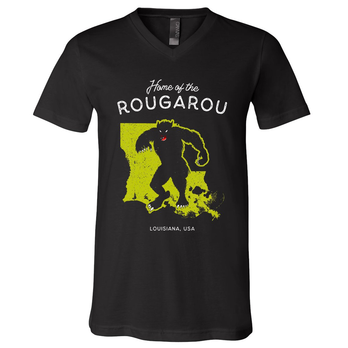 Home Of The Rougarou Louisiana Usa Cryptid V-Neck T-Shirt