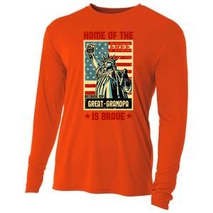 Home Of The Free Because My Greatgrandpa Is Brave Patriotic Meaningful Gift Cooling Performance Long Sleeve Crew