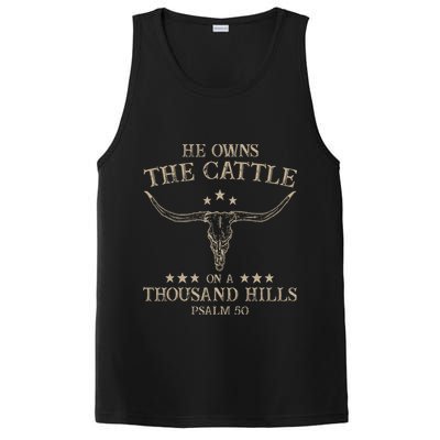 He Owns the Cattle on a Thousand Hills Psalm 50 Vintage Cow PosiCharge Competitor Tank
